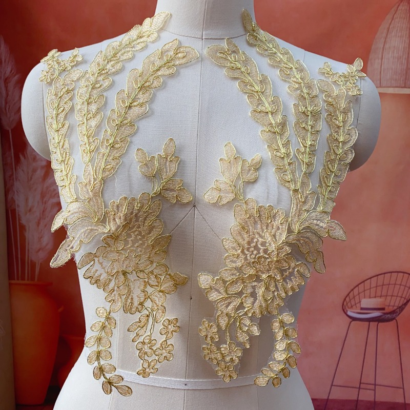 Craft Embellishment - شريط دانتيل ذهبي لتزيين حفلات الزفاف