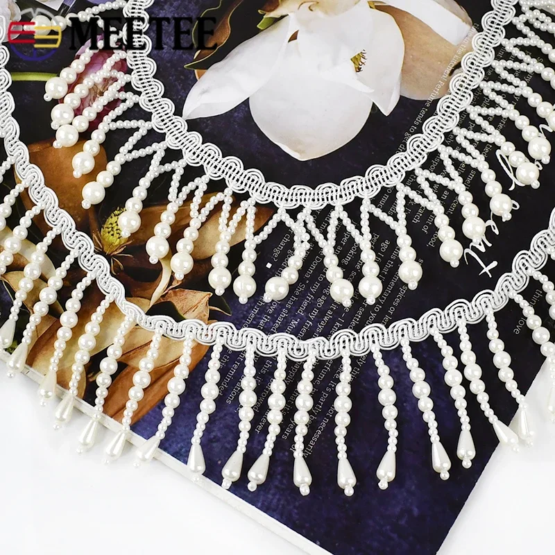 Beaded Trim Fringe - 1/2 ياردة اللؤلؤ مطرز شرابة هامش