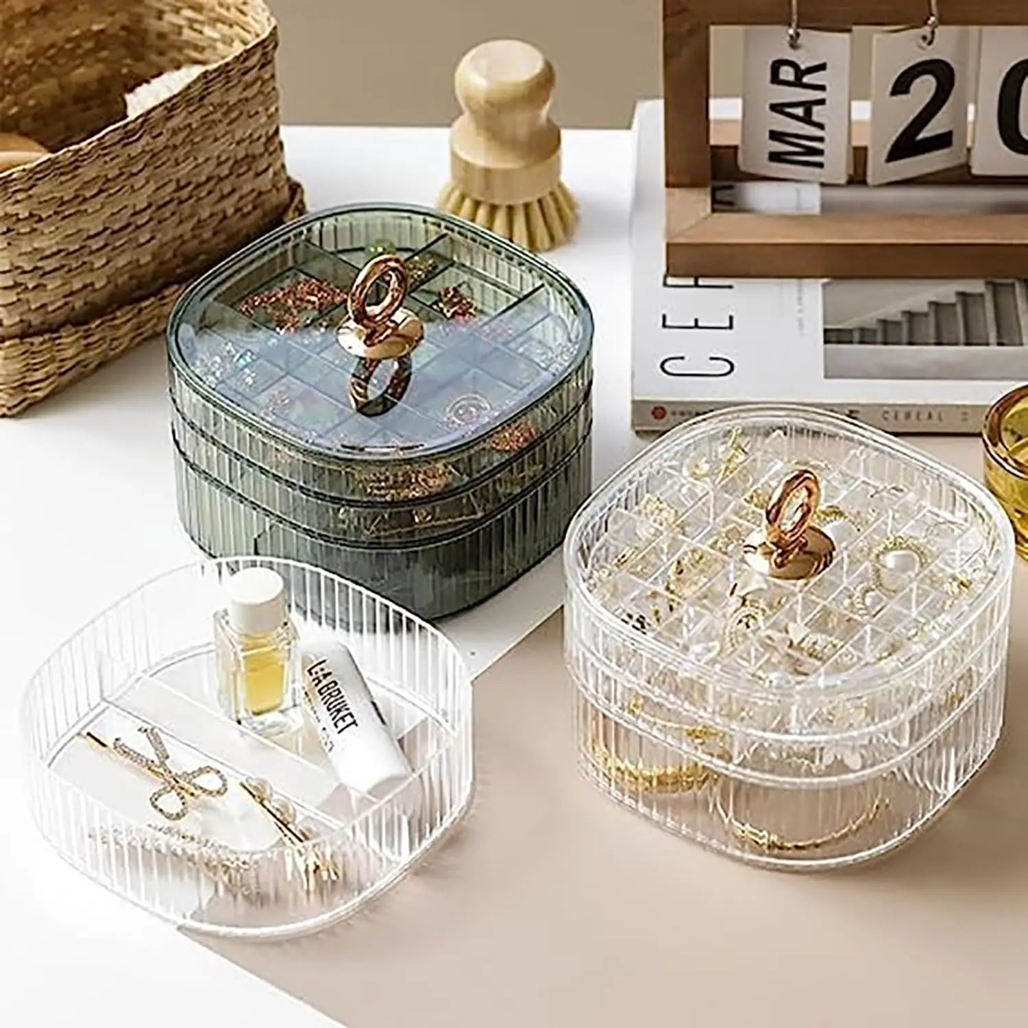 Craft Embellishment Storage - صندوق مجوهرات، منظم مجوهرات بمقبض، صناديق
