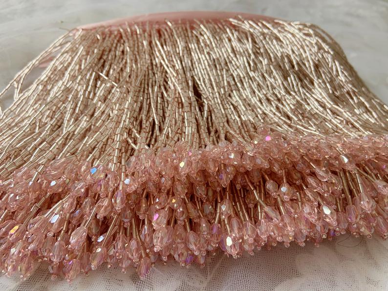 1 ياردة الأخضر حبة هامش شرابة  - مراجعة Beaded Trim Fringe وسعره