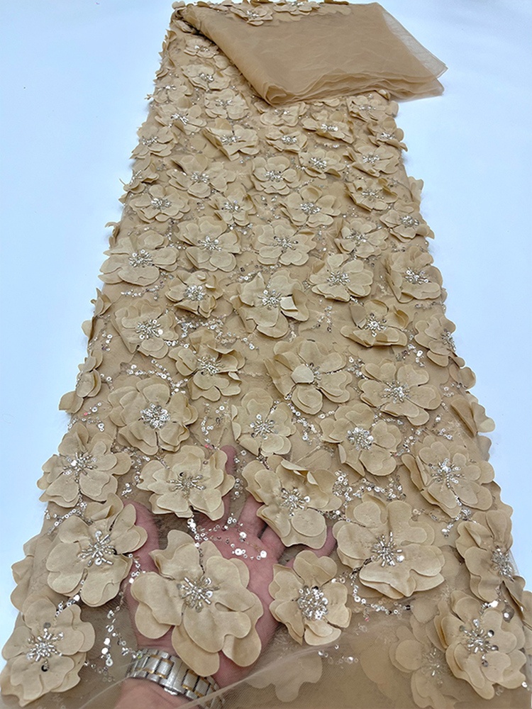 قماش دانتيل أبيض مع تطريز ثقيل - مراجعة Crystal Mesh Fabric وسعره